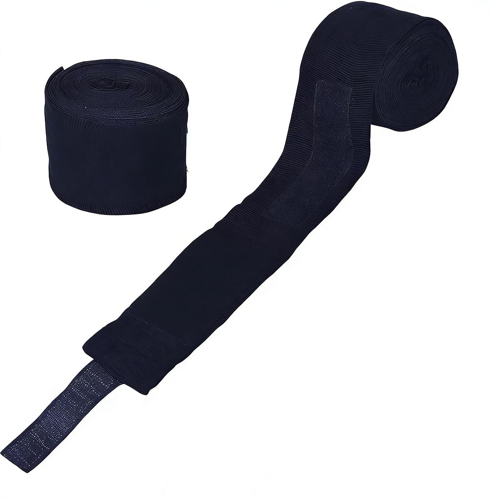 HASTHIP® Vendas profesionales de 118 pulgadas para boxeo, Muay Thai y MMA, vendajes elásticos transpirables para hombres y mujeres, 2 piezas - Negro