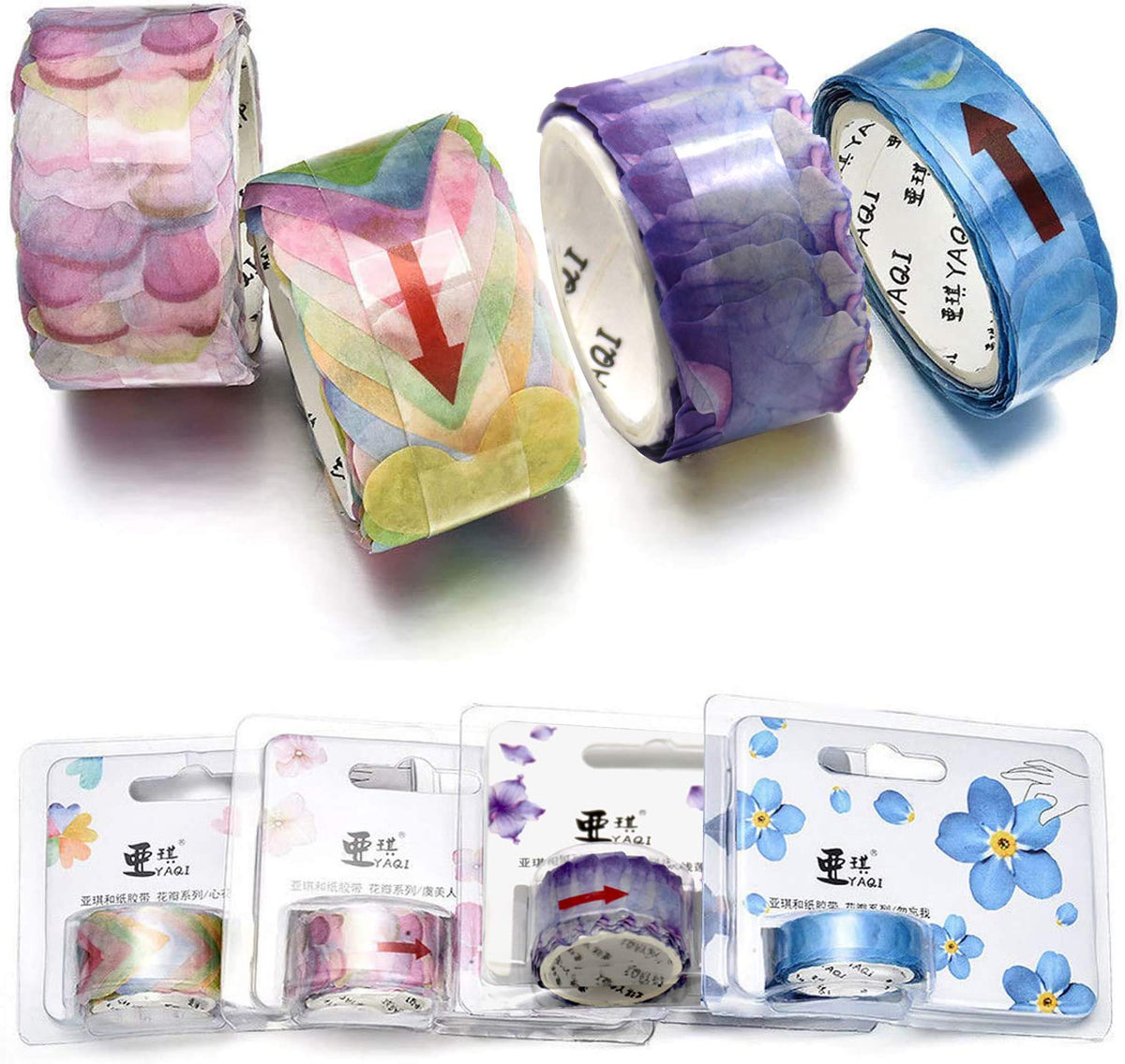 HASTHIP Washi Tape for Scrapbooking and Journals featuring 4 Rolls with 200 Petals Each | Purple