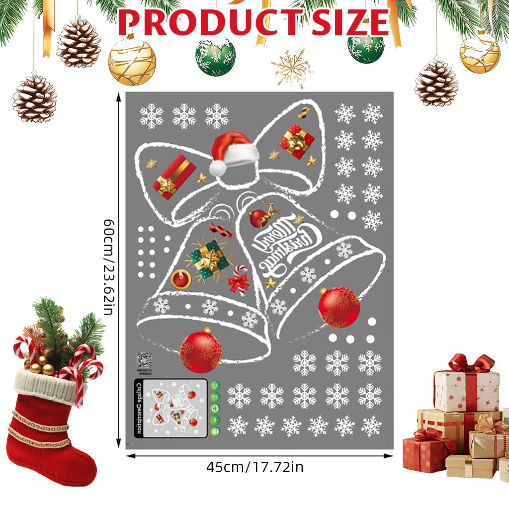 HASTHIP Christmas Window Clings Decorations for Home and Office featuring Static Cling PVC 45x60cm | Reusable Festive Glass Stickers