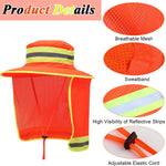 HASTHIP® High Visibility Safety Reflective Bucket Hat with UV Protection, Breathable Mesh Neck Flap, Adjustable Fit for Men & Women, Ideal for Night Work, Hiking, Fishing, Neon Color Design