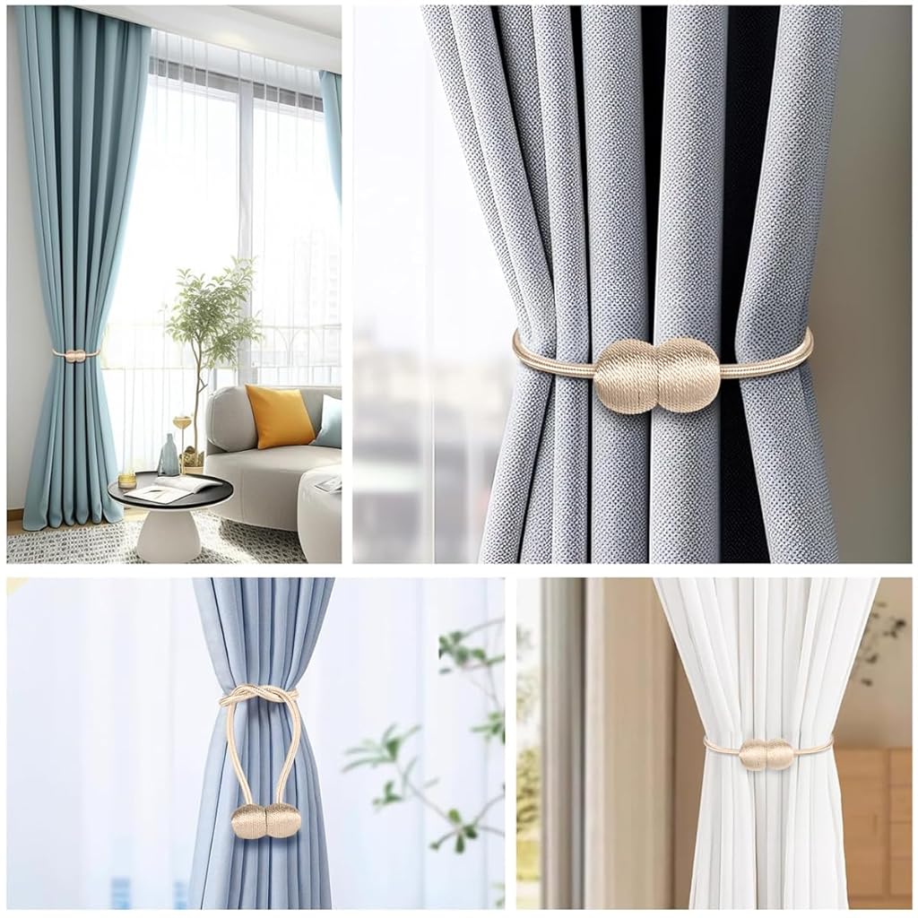HASTHIP® 10Pack Magnetic Curtain Tiebacks Curtain Tiebacks Buckles Holdbacks Holders Hooks Clip for Home Outdoor Bedroom Office Decorative Curtain, Beige