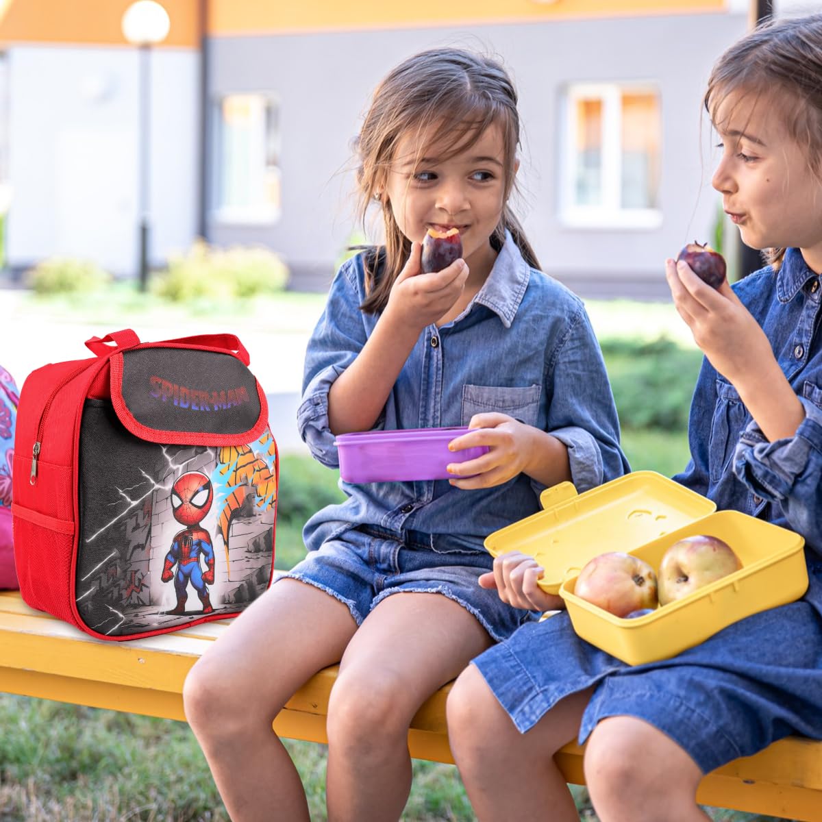 HASTHIP Kids Lunch Bag for School and Picnic featuring Insulated Lining & 23x13x23cm Size | Waterproof Nylon with Handle and Extra Pockets