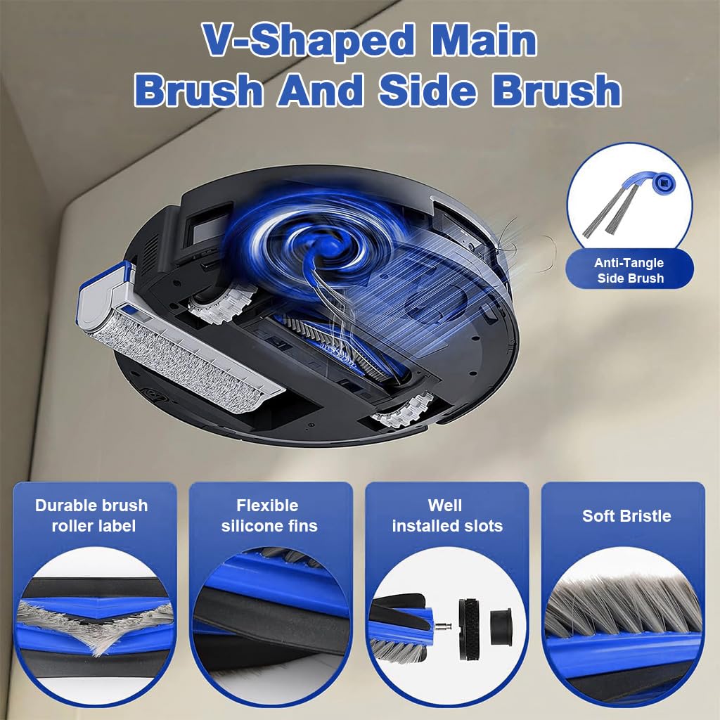 HASTHIP® Compatible with DEEBOT T80 OMNI/for Yeedi M14 Plus, 10Pcs Replacement Accessories Kit, with Main Roller Brush, Side Brushes, HEPA Filters, Dust Bags, and Microfiber Mopping Pad
