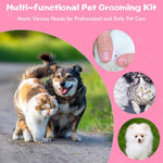 HASTHIP® 6 PCS Flea Comb for Dogs and Cats, Stainless Steel Dog Cat Grooming Combs, Fine & Wide Tooth Lice Comb, Tick Removal Tool, Tear Stain Remover, Dematting Brush, for Small, Medium Pets, Pink