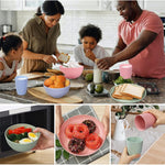 HASTHIP Dinnerware Set for 4 with 16 Pieces featuring Unbreakable Wheat Straw Material | Microwave and Dishwasher Safe