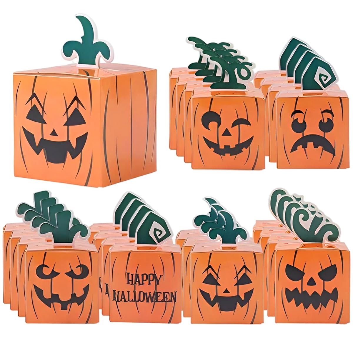 HASTHIP Halloween Candy Box for Party Treats featuring Fold‑Up Square Design 24 pcs 9.6×5.3×5.3 cm | Recyclable Paper Material