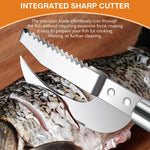 HASTHIP Fish Scale Remover for Kitchen with Dual Serrated Edge and Ergonomic Stainless Steel Handle | 2 in 1 Scaler and Cutter