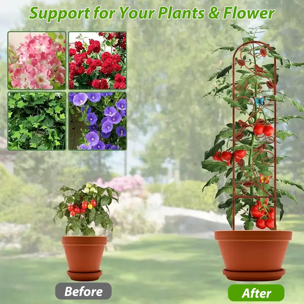 HASTHIP Garden Trellis for Climbing Plants 28cm x 153cm featuring Butterfly and Bird Cast Iron Design
