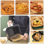 HASTHIP® 50PCS Air Fryer Paper Sheets Disposable Liner for Microwave Oil-Proof Parchment for Frying Baking Cooking Roasting 6.3 Inches Brown Free Size