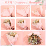 HASTHIP Gift Wrapping Paper Sheets for Floral Bouquets with Glossy Finish and Gold Border | 20 Sheets Waterproof Black 58x58cm