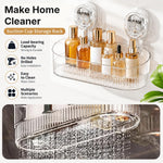 HASTHIP® No-Drill Bathroom Suction Storage Box, Large Capacity Strong Load-Bearing Suction Cup Storage Rack with Drain Holes, Removable Shower Caddy Hanging Wall Mount Kitchen Organizer-Transparent
