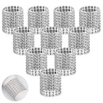 HASTHIP Napkin Rings for Wedding and Dinner featuring VELCRO Design 10Pcs Silver | Rhinestone Holders 5.2×1.5 in