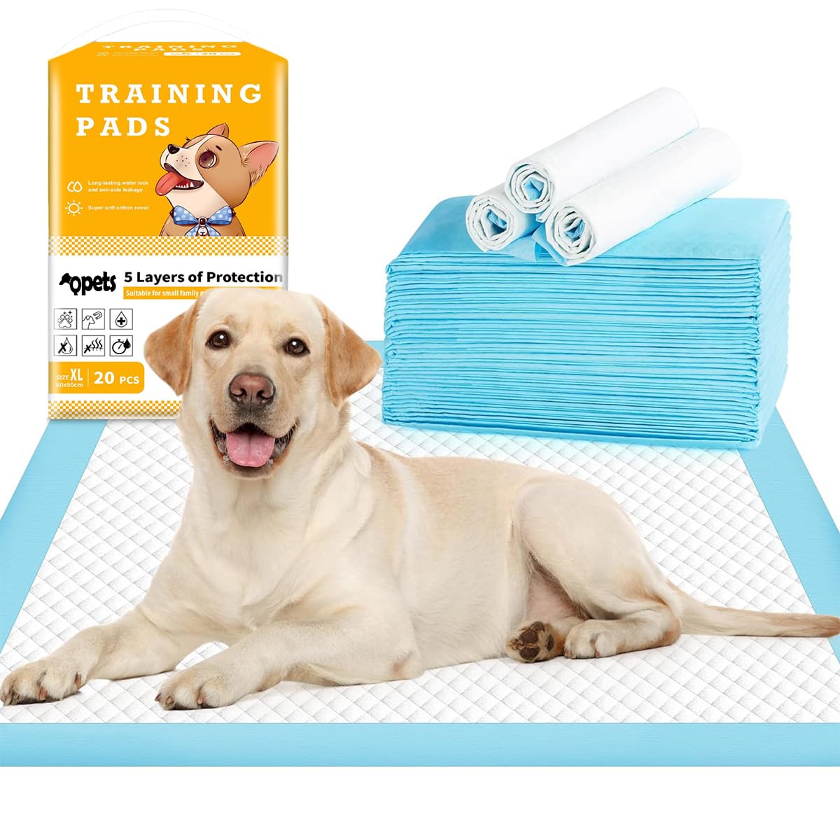 HASTHIP® Dog Pee Pads, Puppy Pee Pads for Dogs, Leak-ProofFast AbsorptionHeavy Duty, Dog Pee Mats Ideal for Potty Training, Prevents Odor & Bacterial Growth - 20 Pack, 23.6 x 35.4 inches