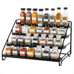 HASTHIP® 4-Tier Kitchen Spice Organizer Rack, Carbon Steel Countertop Seasoning Storage Shelf, Multi-Layer Condiment Bottle Holder, Space-Saving Kitchen Counter Organizer