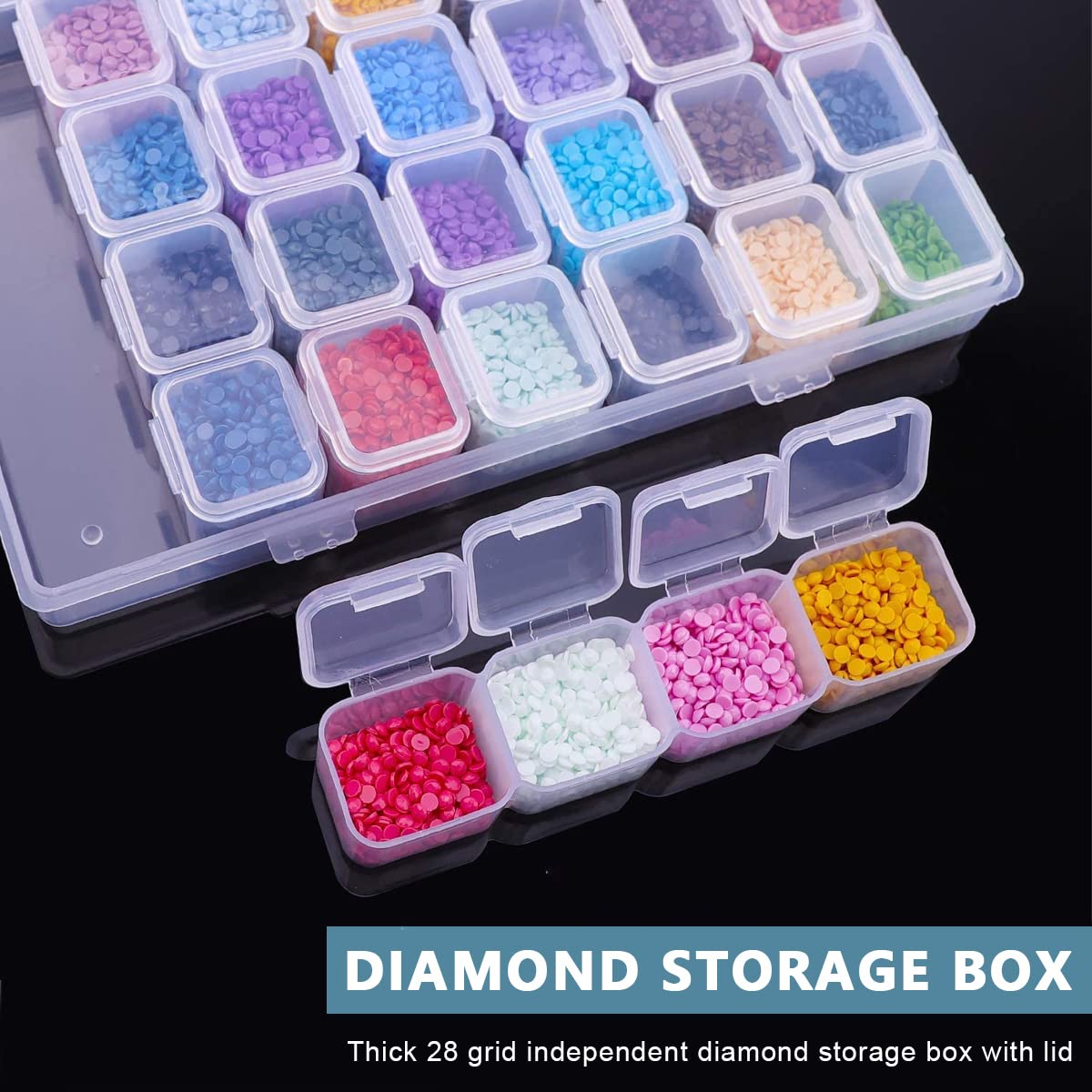 HASTHIP Diamond Painting Tools Kit for DIY Art with 22 Pieces and Dual Tip Pens | 28 Grids Organizer