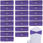 HASTHIP Chair Sashes for Wedding Banquet and Party featuring Tie Free Spandex Bands 20Pack Purple