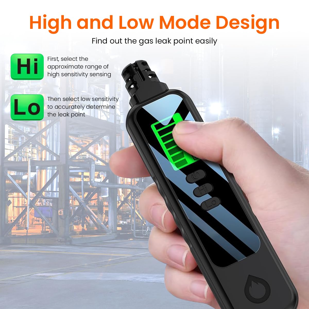 HASTHIP Gas Leak Detector for Home and Outdoor Use with LCD Display and Dual Alarm | Adjustable Sensitivity up to 1000ppm