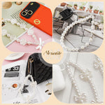 HASTHIP® 4 Piezas Colgantes para Teléfono con Perlas y Lazo Floral, Cuerda con Cuentas Kawaii, Correa de Muñeca Decorativa para Chicas, Accesorio de Móvil Ideal como Regalo