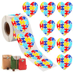 HASTHIP Autism Stickers for Awareness Gifts featuring 500 Heart Shaped Self Adhesive Labels