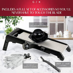 HASTHIP® Adjustable Mandoline Slicer for Kitchen, Potato Cutter, Vegetable Chopper, Mandolin- Include One Pair Cut-Resistant Gloves With a Small Brush-Black