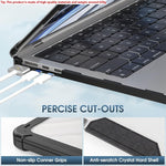 HASTHIP Laptop Case Cover for MacBook Pro 16 inch featuring Riser Feet and Shockproof Hard Shell | Black Scratch Resistant Protection