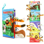 HASTHIP® Libros de Tela para Bebés 0-3 Años,Libro Sensorial de Animales del Bosque con Sonido Crujiente,Libro Actividades 3D Tocar y Sentir Juguete Educativo Suave Impermeable y
