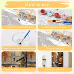 HASTHIP Paint by Numbers Kit for Adults featuring Autumn Street Café Canvas 3PCS | DIY Home Wall Art
