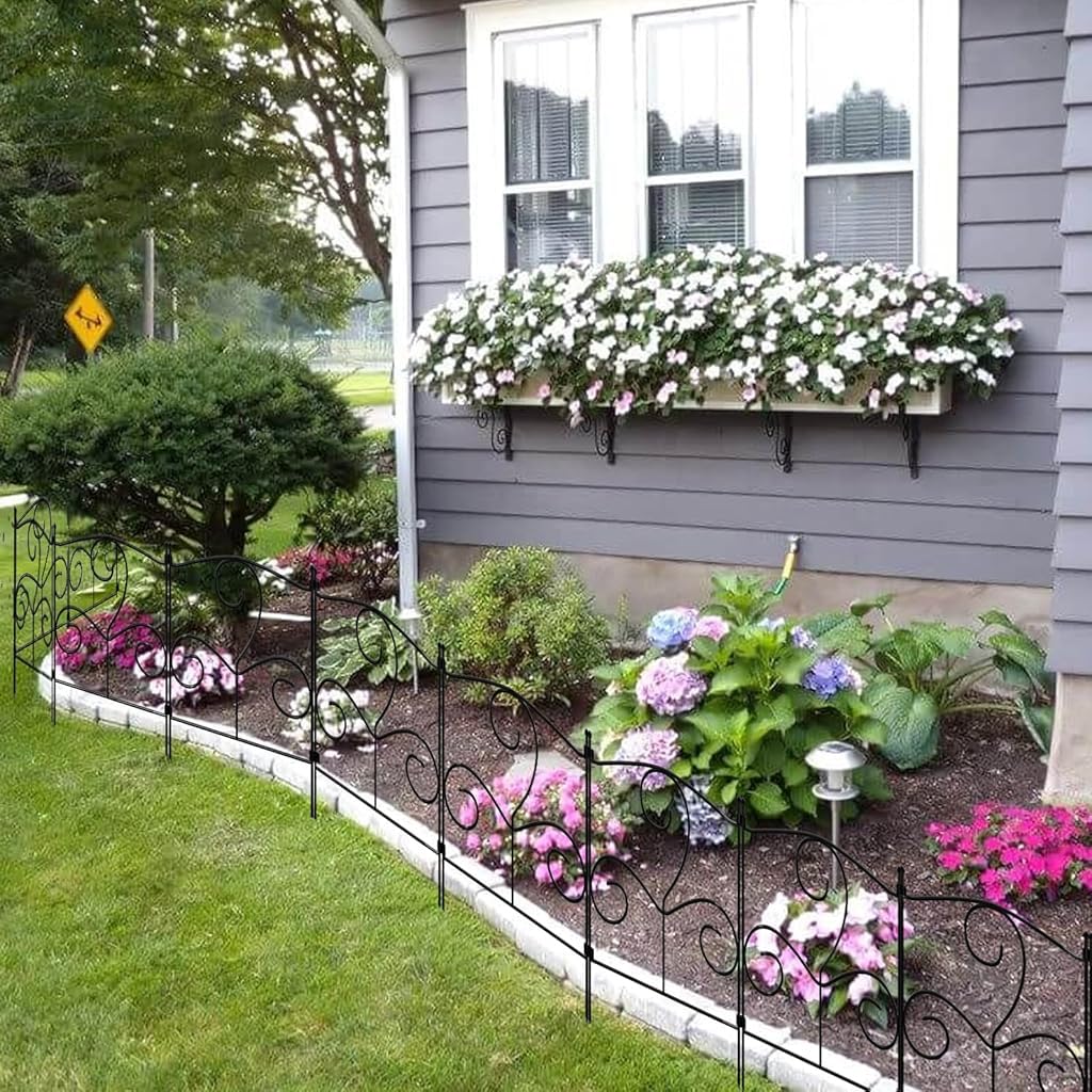 HASTHIP Metal Garden Fence for Outdoor Decoration with Connectable Design | Pack of 10 Pieces