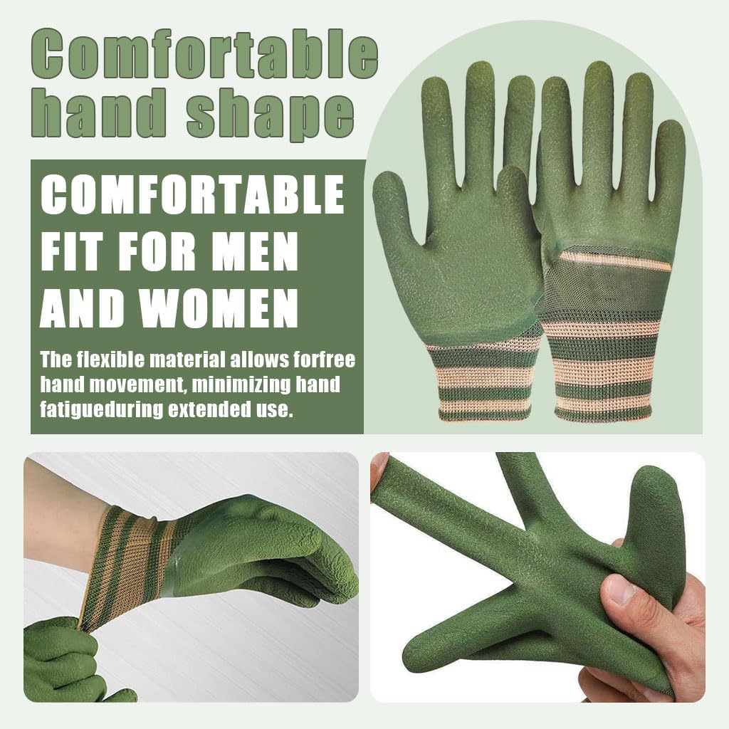 HASTHIP Gardening Gloves for Men and Women with Anti Slip Rubber Coating | 3 Pairs Waterproof and Safe Hand Protection