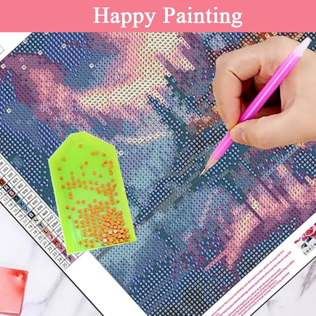 HASTHIP® 4pcs DIY Diamond Art Painting Kit 5D Diamond Art Painting Kit Hyper-Realistic Scenery Diamond Painting Wall Decor Beginners Diamond Art Painting Supplies DIY Home Gift, 11.8 x 11.8 Inch