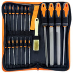 Supvox® 17Pcs File Tools Set with Portable Bag, Premium Grade T12 Drop Forged Alloy Steel File Tools, 4Pcs Precision Large File and 12Pcs Needle Files&1 brush, for Metal Jewelry Engraving Crafts Tool