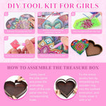 HASTHIP DIY Diamond Paint Art Kit for Heart Jewelry Box featuring 22x20x4 cm Wooden Organizer