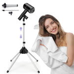 HASTHIP® Adjustable Hair Dryer Stand, 29-59 Inch Hair Dryer Holder with Tripod and Universal Clip, 360-Degree Rotating Blow Dryer Stand for Bathroom, Vanity, Makeup Room-Black
