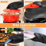 HASTHIP Oven Gloves for Cooking with Anti Slip Palm and Thicken Cotton Padding Black