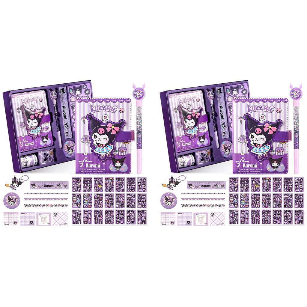 HASTHIP Kuromi Stationery Gift Box for Girls including 9 Piece Journal Set with Diary and Stickers | Perfect Birthday or School Gift