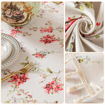 HASTHIP Tablecloth for 4 Seater Featuring Tassel Design and Water Resistant Cotton Linen Blend | 47.2 x 70.8 in Red Dining Table Cover