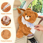 HASTHIP Cartoon Bear Plush Car Tissue Holder Cute Hanging Tissue Box for Car