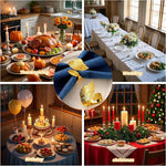 HASTHIP Napkin Rings Set of 12 for Weddings and Parties with Gold Leaf Design | Alloy Table Decor