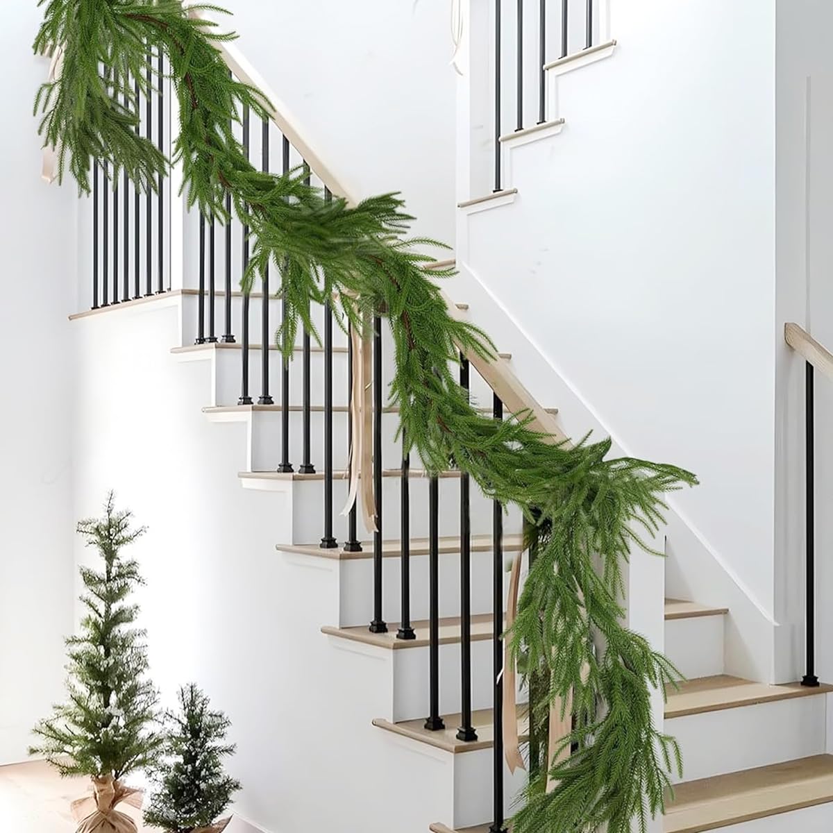 HASTHIP Christmas Garlands for Indoor Decorations featuring 70 in Norfolk Pine Greenery | Real Touch PVC with Hanging Loop