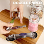 HASTHIP Measuring Cups and Spoons Set for Baking with Natural Wood Handles | 13‑Piece 304 Stainless Steel Kitchen Set