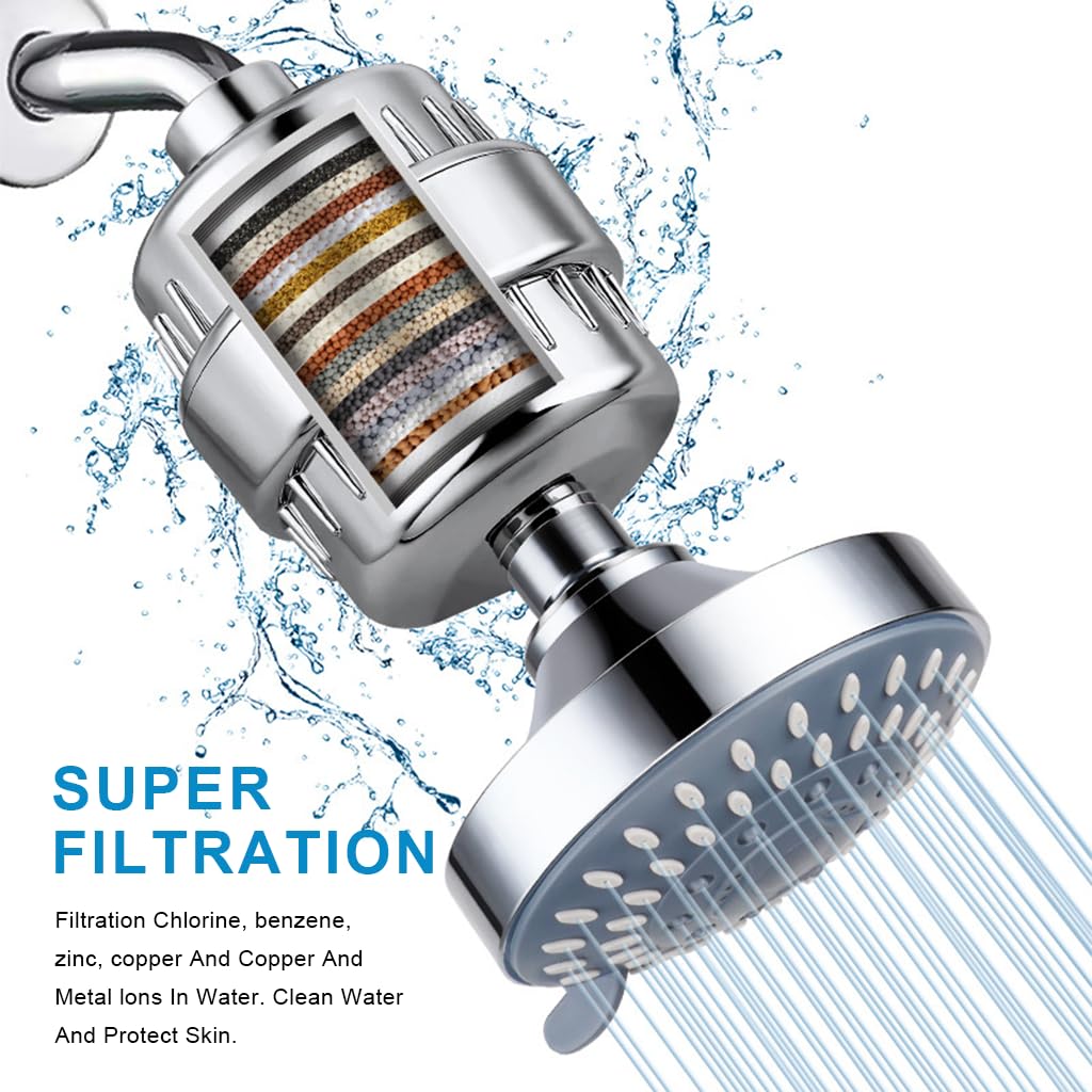 HASTHIP Filtered Shower Head with 20 Stage Filtration and 5 Spray Modes for Softer Skin | Removes Chlorine and Heavy Metals