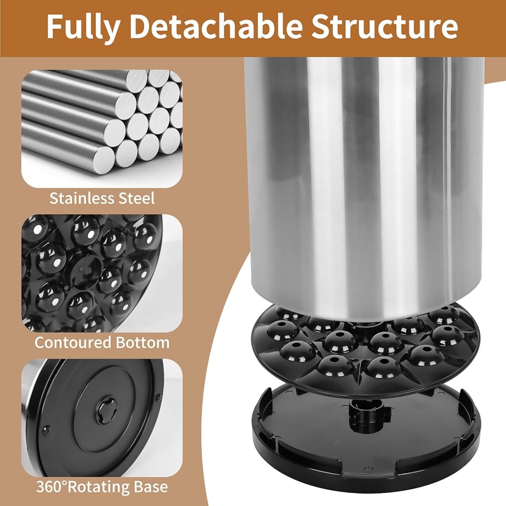 HASTHIP® Utensil Holder 360°Rotating Kitchen Cutlery Holder 3-Compartment Stainless Steel Utensil Holder Countertop Utensil Holder Kitchen Organizer Dinning Table Utensil Holder