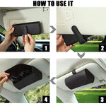 HASTHIP® Organizador de Gafas de Sol para Coche,Caja Almacenamiento Visera con Clip Magnético,Porta Gafas PU Cuero para Visera Solar Soporte con Cierre Imantado Antideslizante