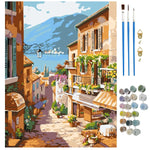 HASTHIP Paint By Numbers Kit for Adults with 16x20 Pre Framed Canvas & Acrylic Paints | European Town Scenery Art for Home Decor and Gift