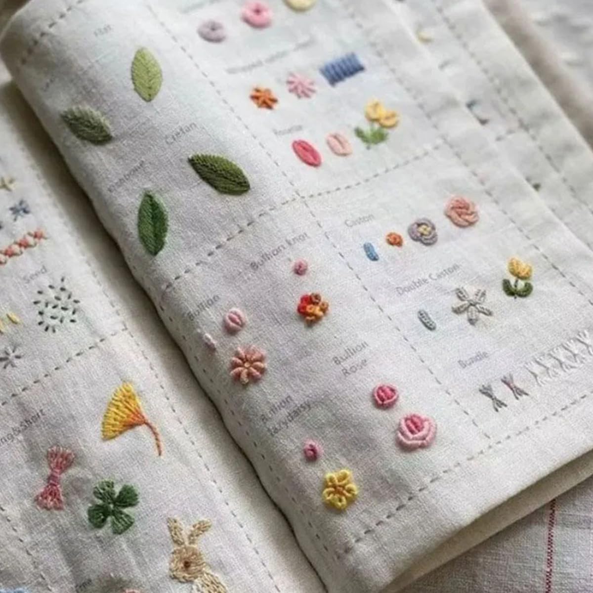 HASTHIP Embroidery Stitch Fabric Book for DIY Learning with Visual Samples | Ideal for Beginners and Experts