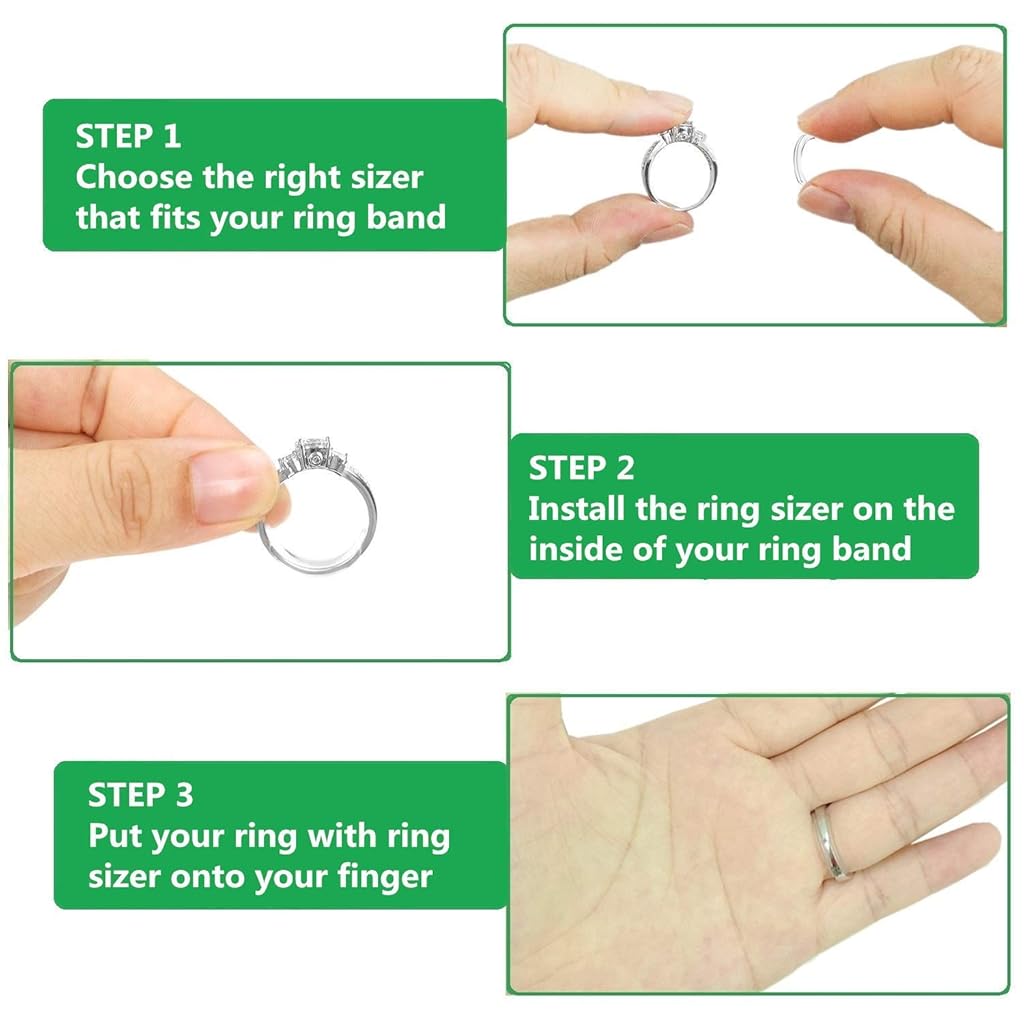HASTHIP® Ajustador Invisible de Tamaño de Anillo para Anillos Sueltos,Reductor Tamaño Unisex Silicona Transparente,8 Tamaños para Anillos 1-10 mm Ancho Ajuste Cómodo y Seguro
