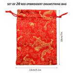 HASTHIP Drawstring Bag Pouches for Gift Packaging featuring Secure Closure | 20pcs Red Satin 7.08×5.1 in