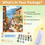 HASTHIP Paint By Numbers Kit for Adults with 16x20 Pre Framed Canvas & Acrylic Paints | European Town Scenery Art for Home Decor and Gift