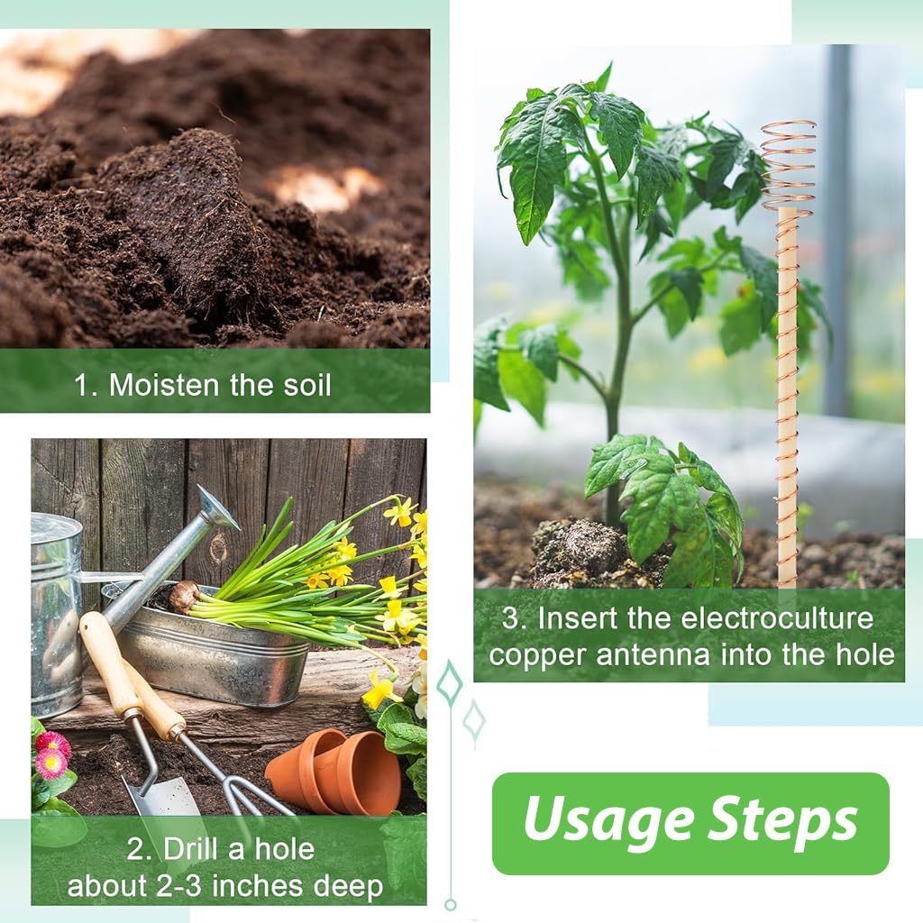 HASTHIP Copper Wire Plant Supports for Garden Use with Spiraled Design 11 in Sticks