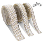 HASTHIP Pearl Rhinestone Ribbon Tape for DIY Crafts featuring Self Adhesive Design and 3 Rolls 1 Yard Each